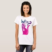 Leuke kat grap minimale magenta gradiënt cartoon t-shirt (Voorkant volledig)