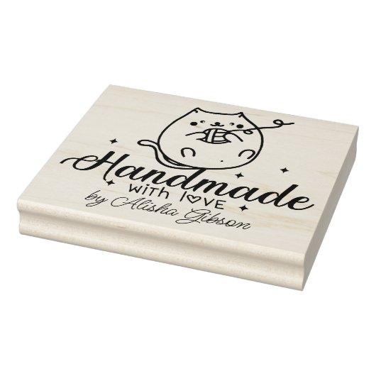Leuke Kat Handgemaakt met liefde, Groot Rubberstempel (Stempel)