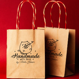 Leuke Kat Handgemaakt met liefde, Groot Rubberstempel