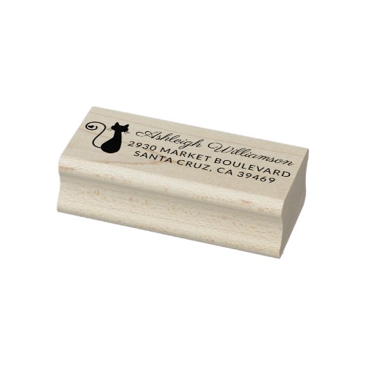 Leuke kat & hart naam script retour adres rubberstempel (Stempel)