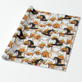Leuke kat heks holding bumkin halloween cadeaupapier (Uitgerold)