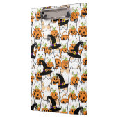Leuke kat heks holding bumkin halloween klembord (Links)