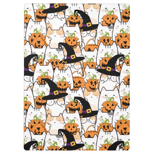 Leuke kat heks holding bumkin halloween klembord (Achterkant)