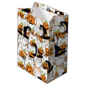 Leuke kat heks holding bumkin halloween medium cadeauzakje (Voorkant Gekanteld)