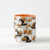 Leuke kat heks holding bumkin halloween mok (Midden)