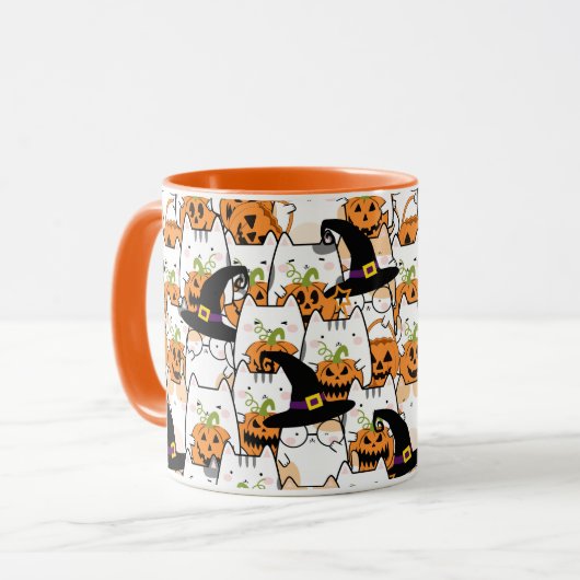 Leuke kat heks holding bumkin halloween mok (Voorkant links)