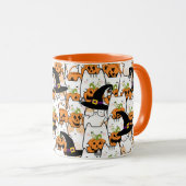 Leuke kat heks holding bumkin halloween mok (Voorkant rechts)