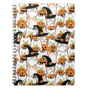 Leuke kat heks holding bumkin halloween notitieboek