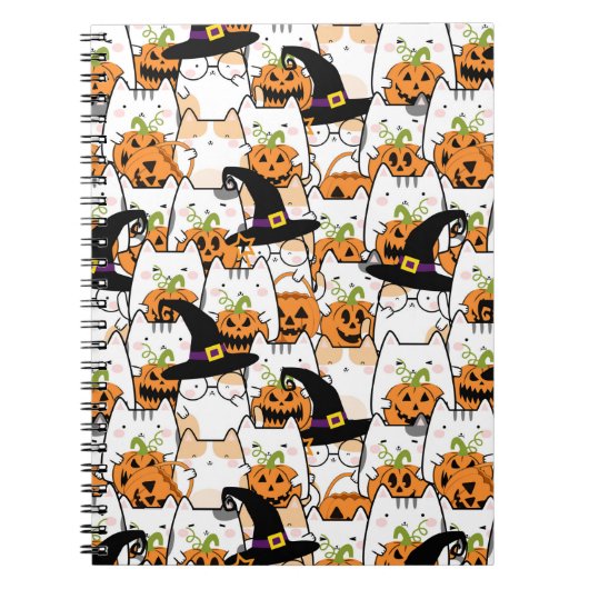 Leuke kat heks holding bumkin halloween notitieboek (Voorkant)