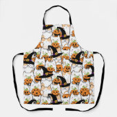 Leuke kat heks holding bumkin halloween schort (Voorkant)