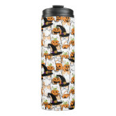 Leuke kat heks holding bumkin halloween thermosbeker (Voorkant)