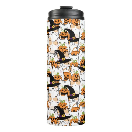 Leuke kat heks holding bumkin halloween thermosbeker (Voorkant)