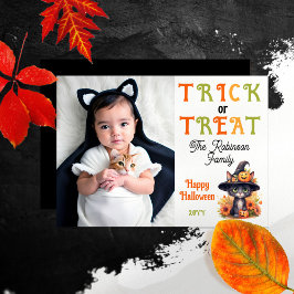 Leuke Kat Heks Pet Foto Trick or treat Halloween Feestdagenkaart
