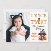 Leuke Kat Heks Pet Foto Trick or treat Halloween Feestdagenkaart (Voorkant)