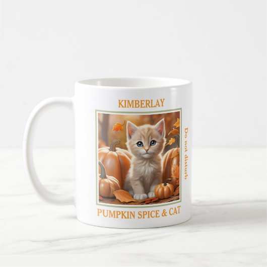 Leuke Kat Herfst Pompoen Spice Kat Liefhebber Naam Koffiemok (Links)