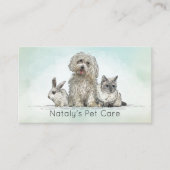 Leuke kat, hond en konijn illustratie visitekaartje (Voorkant)