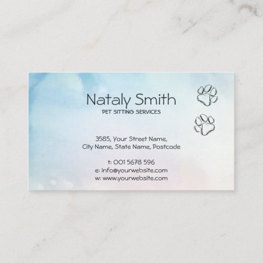 Leuke kat, hond en konijn illustratie visitekaartje (Achterkant)