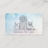 Leuke kat, hond en konijn illustratie visitekaartje (Voorkant)