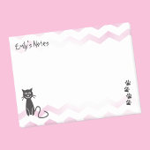Leuke kat Illustratie Roze Zigzags Naam Sjabloon Post-it® Notes