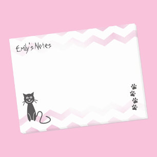 Leuke kat Illustratie Roze Zigzags Naam Sjabloon Post-it® Notes