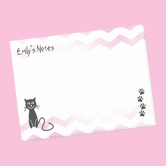 Leuke kat Illustratie Roze Zigzags Naam Sjabloon Post-it® Notes