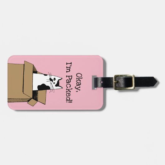 Leuke kat in een doos bagagelabel (Voorkant horizontaal)