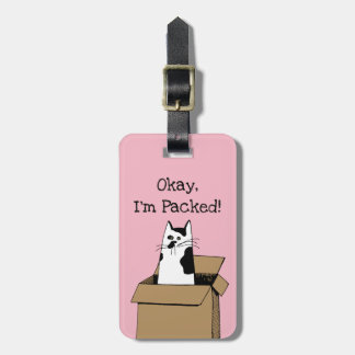 Leuke kat in een doos bagagelabel