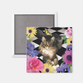 Leuke Kat in Fantasy Tuinmagneet Magneet (Voorkant / Achterkant)