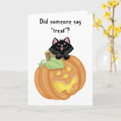 Leuke Kat in het Gesneden Wenskaart van de Pompoen Kaart (Gele Bloem)
