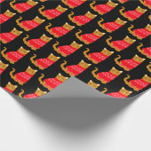 Leuke Kat in Kerstmisjumper Rood Zwart Patroon Cadeaupapier (Hoek)