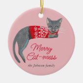Leuke Kat Kerst Kat Retro Winter Vakantie Keramisch Ornament (Voorkant)