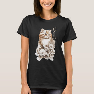 Leuke kat Kitten & Bloemen Kat Eigenaar Kat T-shirt