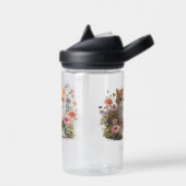 Leuke kat kitten bloemige Waterverf gepersonalisee Waterfles (Links)