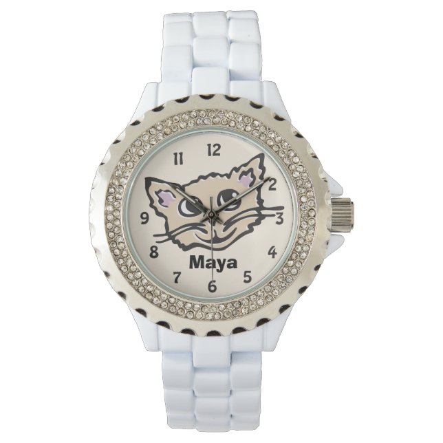 Leuke kat kitten grafische naam polshorloge horloge (Voorkant)
