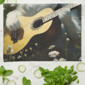 Leuke kat kitten spelen akoestische gitaar theedoek (Gevouwen)