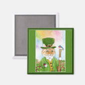 Leuke kat Leprechaun St Paddy's Day magneet (Voorkant / Achterkant)