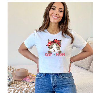 Leuke kat mam rode sjaal t-shirt