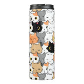 Leuke kat menigte patroon thermosbeker (Achterkant)