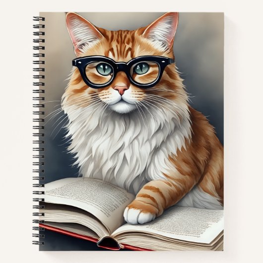 Leuke kat met bril Een boek lezen (Voorkant)