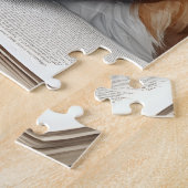 Leuke kat met bril Een boek lezen Legpuzzel (Zijkant)