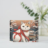 Leuke kat met Japanse tempel voor kattenliefhebber Briefkaart (Staand voorkant)