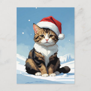 Leuke kat met kerstmuts Illustratie Briefkaart