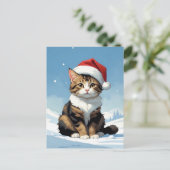 Leuke kat met kerstmuts Illustratie Briefkaart (Staand voorkant)