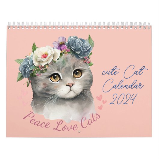 Leuke kat met liefde en vrede kalender (Hoes)