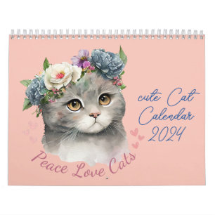 Leuke kat met liefde en vrede kalender