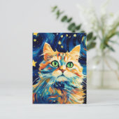 Leuke kat met sterren briefkaart (Staand voorkant)