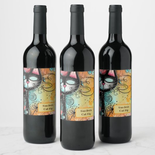 Leuke kat Moderne Stijl Wijn Etiket (Flessen)