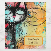 Leuke kat Moderne Stijl Wijn Etiket (Enkel label)