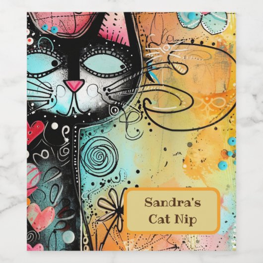 Leuke kat Moderne Stijl Wijn Etiket (Enkel label)