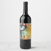 Leuke kat Moderne Stijl Wijn Etiket (Voorkant)